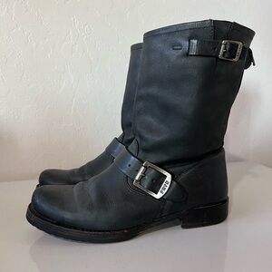 FRYE Leather Harness Buckle Moto Biker Boots Size 6.5